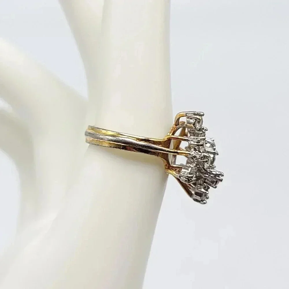 Designer EDCO Gold Plated Over Sterling 925 Modernist CZ Cluster Ring Size 6.75